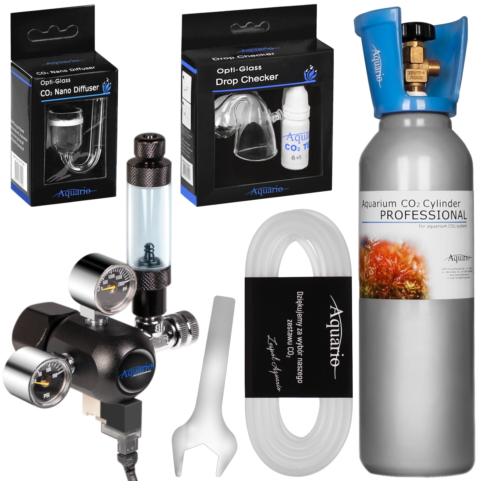 Aquario Professional 2.0 - Komplettes CO2-Set mit Elektroventil und 5L Flasche für Aquaristik: Präzisionsdosierung, Hochwertiger Diffusor, Einfache Installation