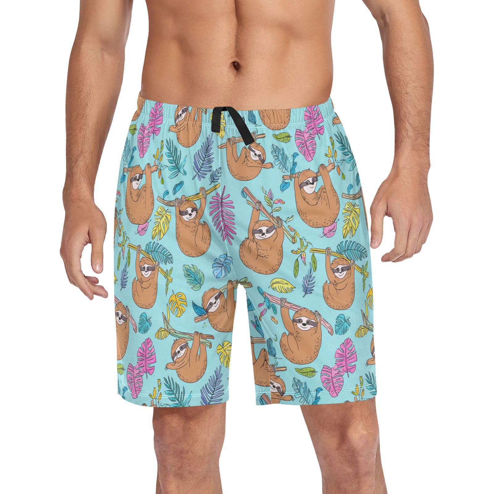 wfrish Pajama Shorts for Men Men's Pajama Bottoms Mens Lounge Sleep Shorts Straight-Fit with Drawstring Pockets S-picture-48