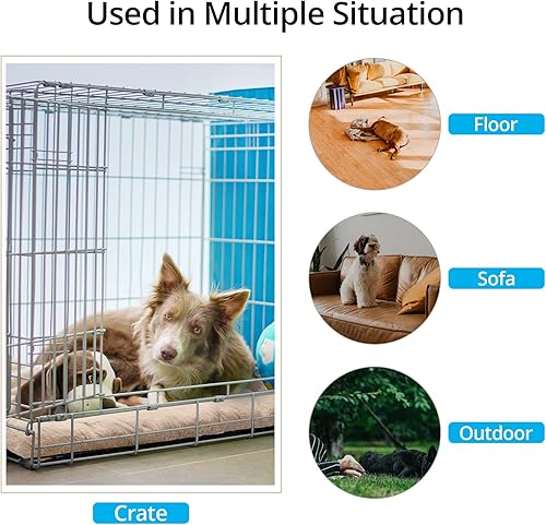 Miniatura 3 de Cama y almohadilla acogedora para perros de tamaño mediano, apta para jaulas de metal, ultra suave, lavable y antideslizante, crema, 30 pulgadas