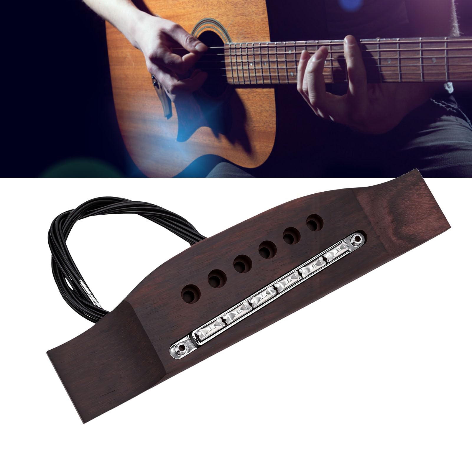 Dilwe Pickup Piezoelettrico per Chitarra, Palissandro e Rame, per Chitarre a 6 Corde | Suono folk moderno, dinamica attiva, uso dal vivo e in studio, per musicisti folk