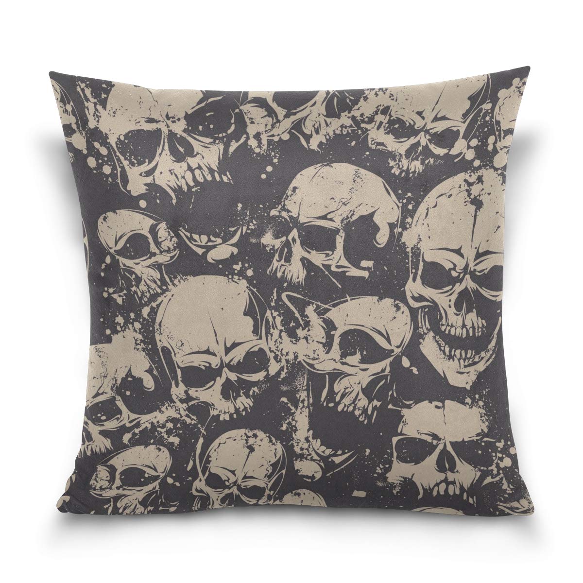 Linomo Throw Pillow Cover 20x20 inch, Sugar Skull Day of the Dead Decorative Pillow Cases Cushion Cover for Couch Sofa Bed Home