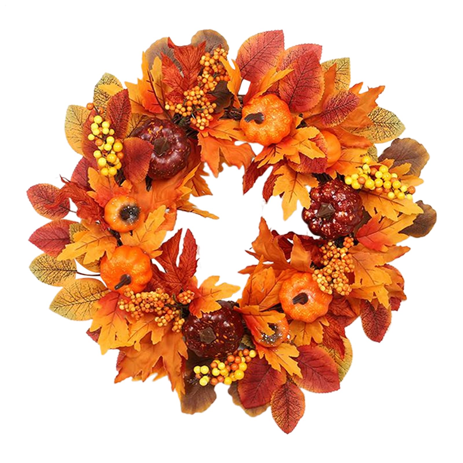 Guirlande d'automne de 45cm avec feuilles d'érable artificielles et baies pour décoration de porte