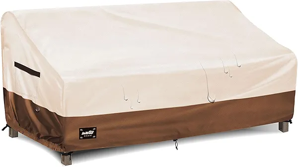 Jin Hrtoyi 3-Seater Outdoor Furniture Covers Waterproof,76"Wx32"Dx31"H Inches Outdoor Couch Cover, Heavy Duty Patio Furniture Covers,Beige&Brown