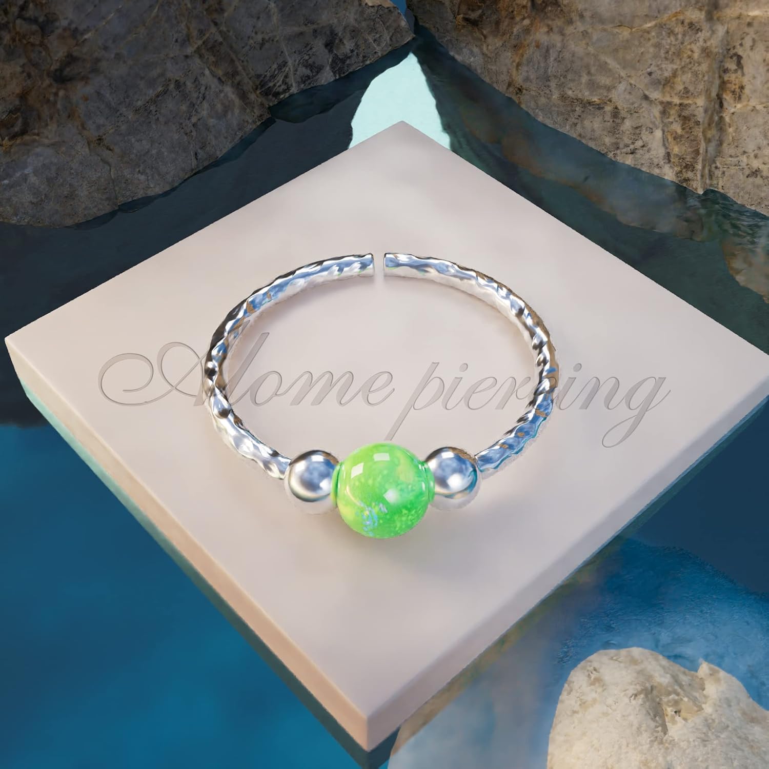 Silver Helix Earring - 20 Gauge Green Opal Cartilage Ring Hoop - Tiny 925 Sterling Silver Helix Piercing Jewelry for Women - Image 8