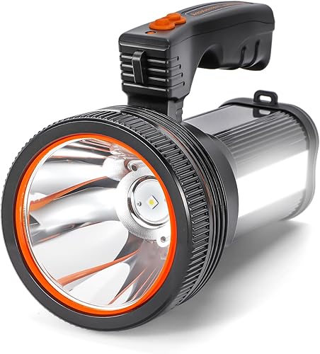 Miniatura 9 de Linterna táctica LED recargable de mano con luz lateral, 5 modos de iluminación, linterna impermeable con asa, función de banco de energía, súper