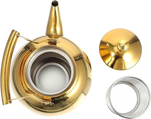 Miniatura 2 de DOITOOL Tetera de acero inoxidable con infusor integrado, hervidor de té con acabado brillante para hojas sueltas y bolsas de té, perfecta para uso