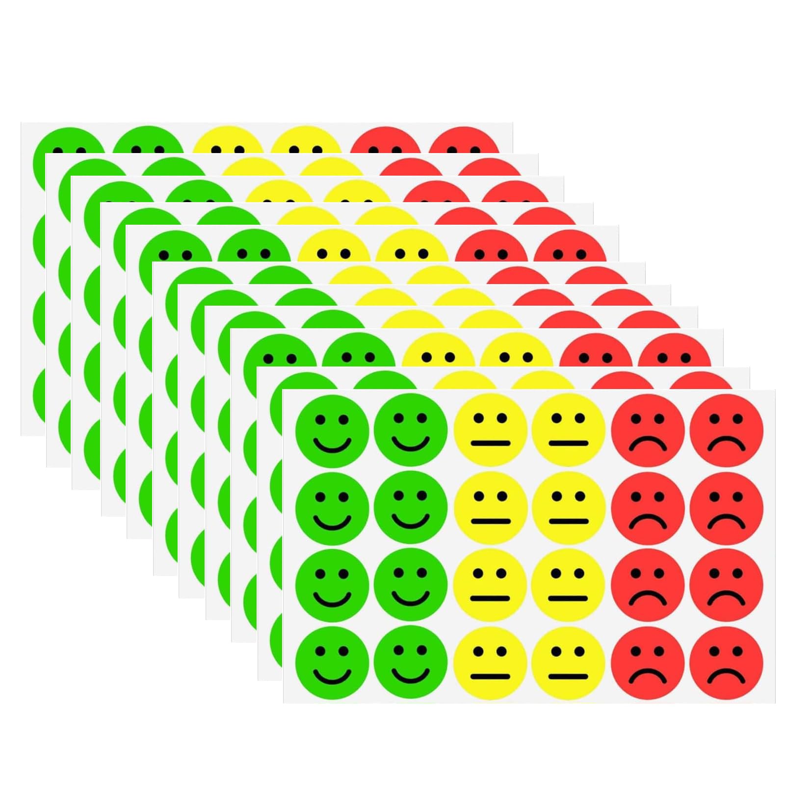 Yxinsyuan Red,Green,Yellow 600Pcs Smiley Face Stickers,Round Emoji Stickers Happy Sad Emotion,Mood Sticker Well Done Reward Smiling Sticker For Children Emotions Expression Kids Mental Motivational Parents Teachers School Tools