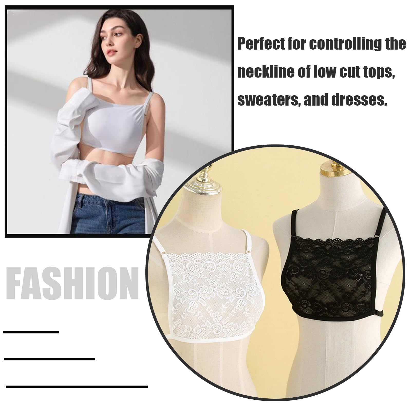 Camisole Débardeur Femme pour Décolleté Bas Caroco | en Dentelle Couverture Soutien-gorge Cache-décolleté