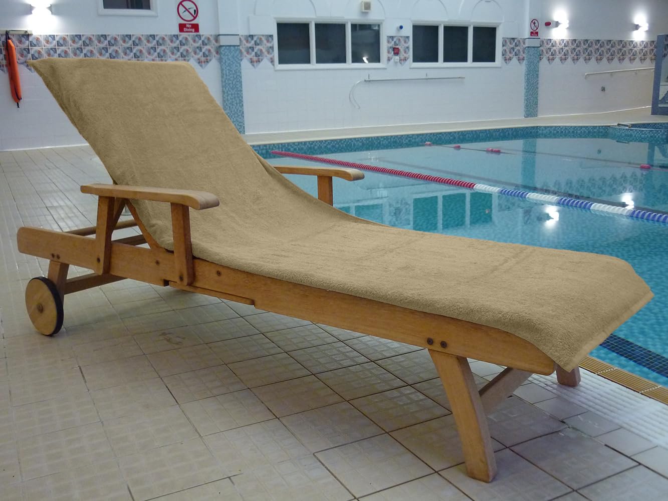 Bana Kuru Chlorine & Sun Resistant Sun Lounger Towel - Full length, 70cm Wide + 30cm Flap 400gsm - Mocha