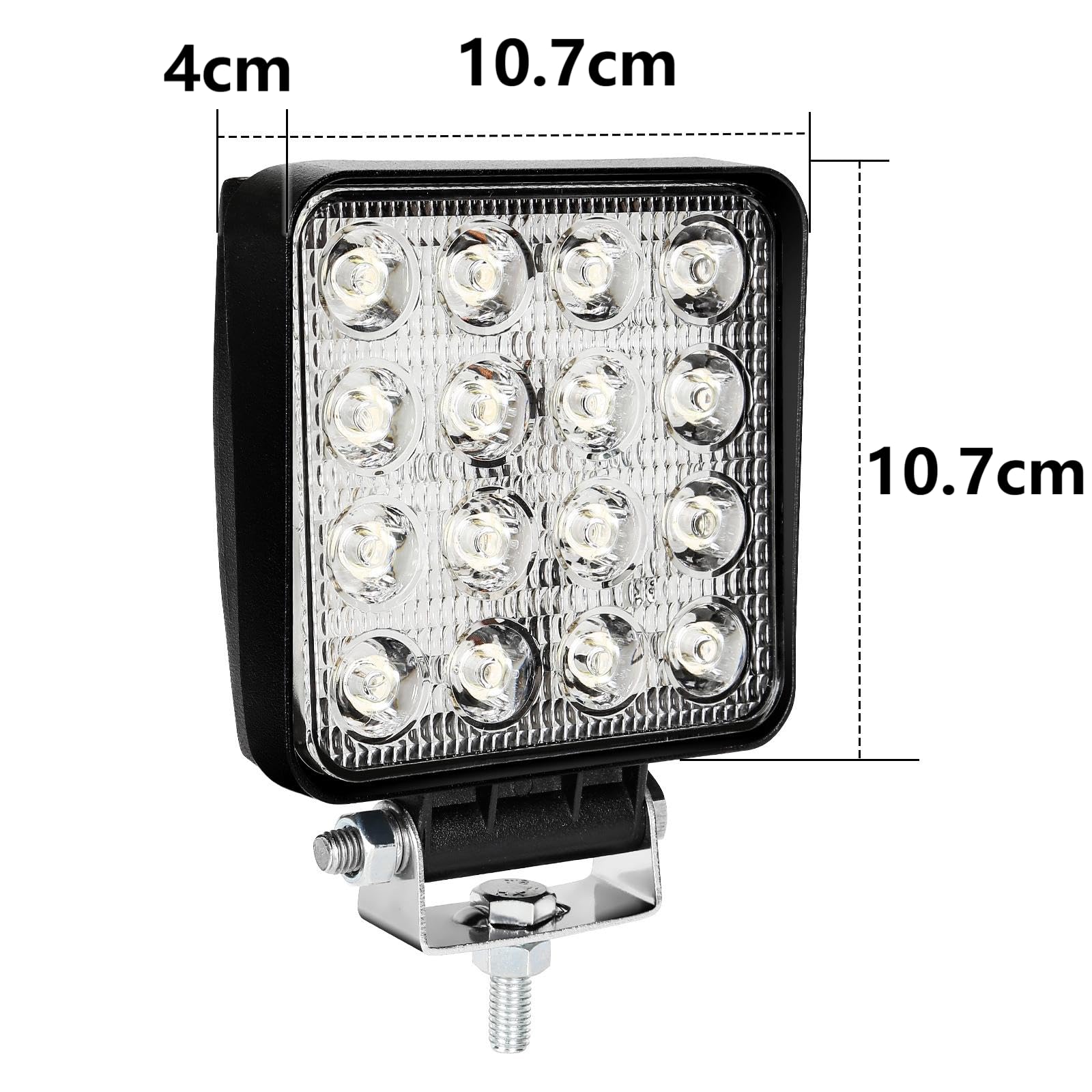 Lot de 4 projecteurs de travail LED 48 W 12 V 4320 lm Phare LED 6500 K Feu de recul IP67 étanche pour tracteur tout-terrain SUV