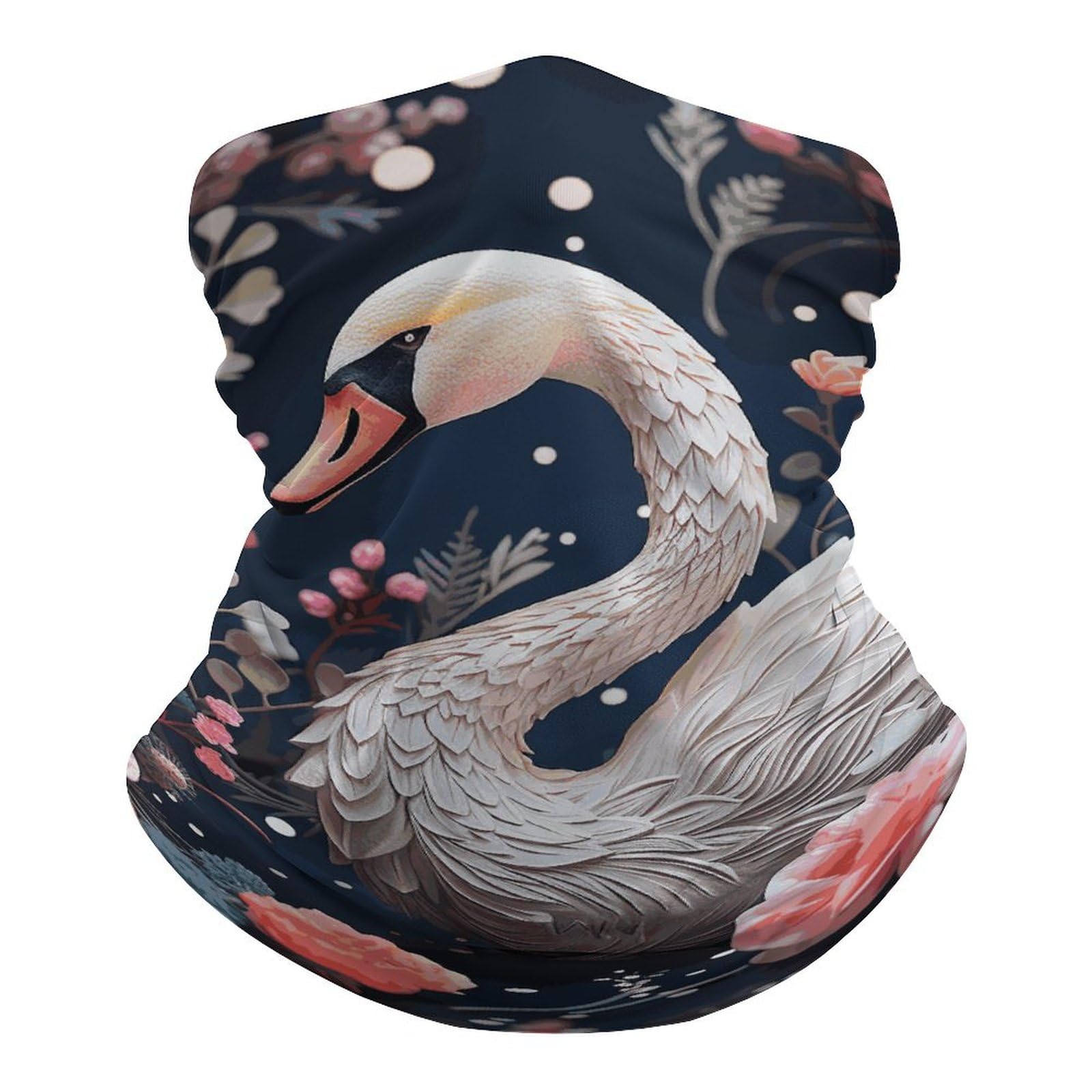 FZQVSGW Balaclava Neck Gaiter Floral Swan Neck Face Mask Windproof Scarf Face Cover for Men Women