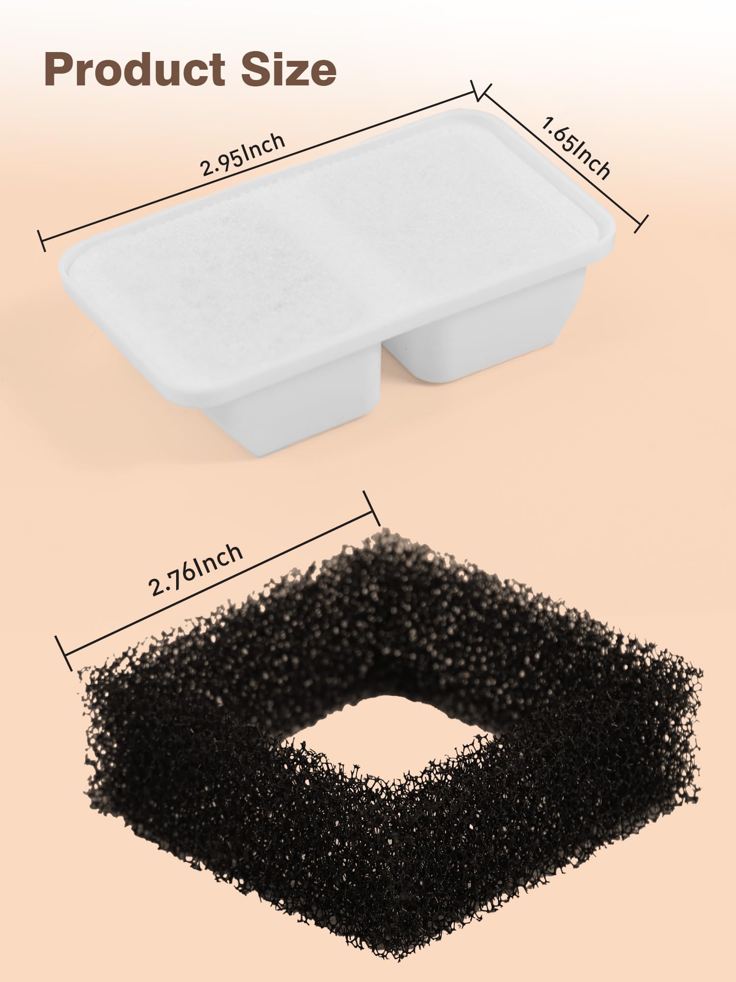 Filtro de fuente de agua para gatos, paquete de 6, carbono, iones, filtro de esponja para fuente de agua inoxidable para gatos