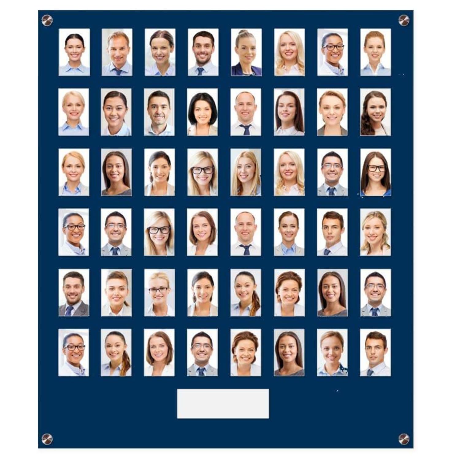 Get Acrylic Photo Frames - Blue 48 Pocket Image Staff, Student, Employee Display Board With Pocket Header. 704mm Height x 616mm Width (70.4cm x 61.6cm)