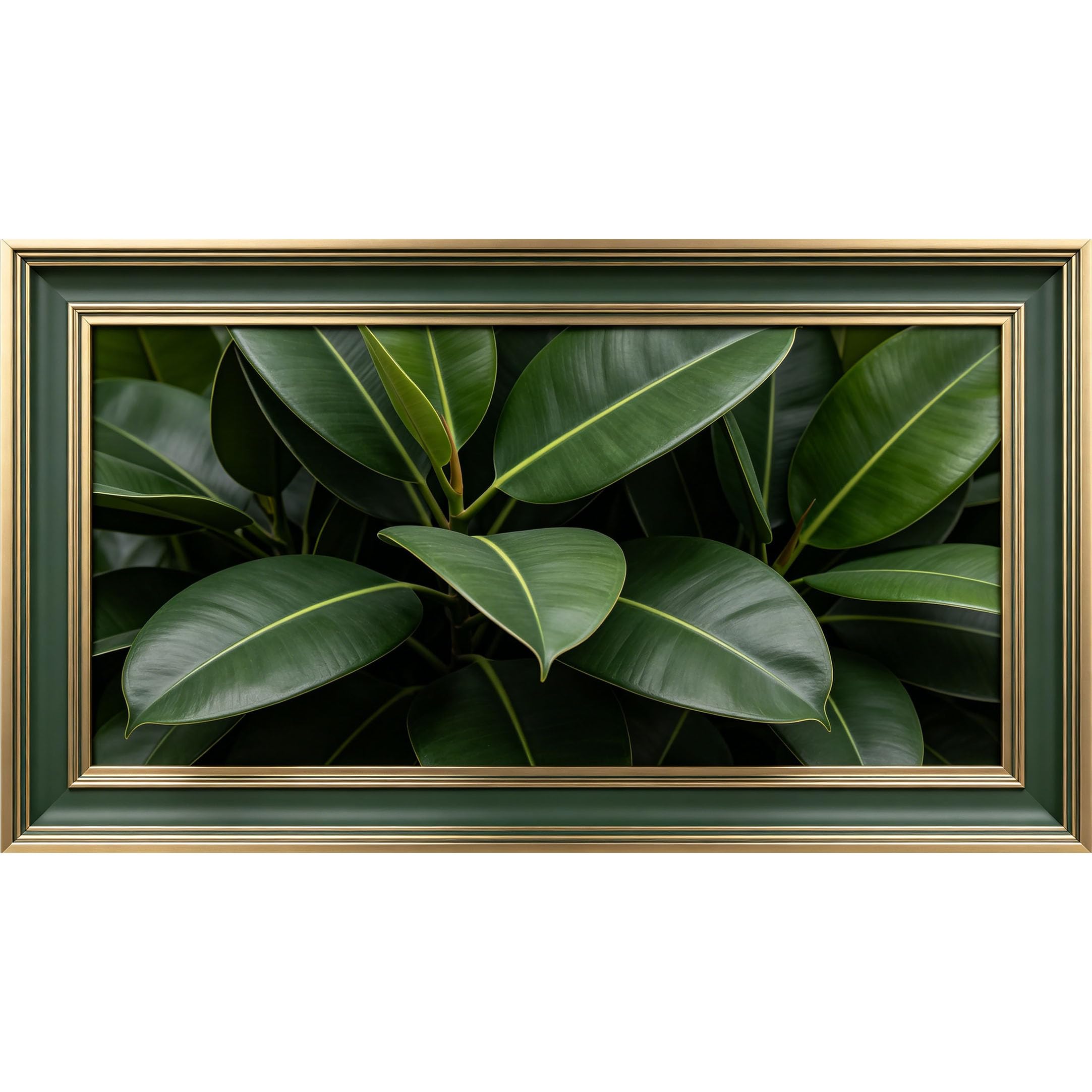QZLITHOTIC 50x90cm3D Framed Wall Art， Botanical Green Foliage Leaf Pattern Self‑Adhesive Mural， Water‑Activated Peel & Stick Fabric Decor Wall Decal for Bedroom Living Room