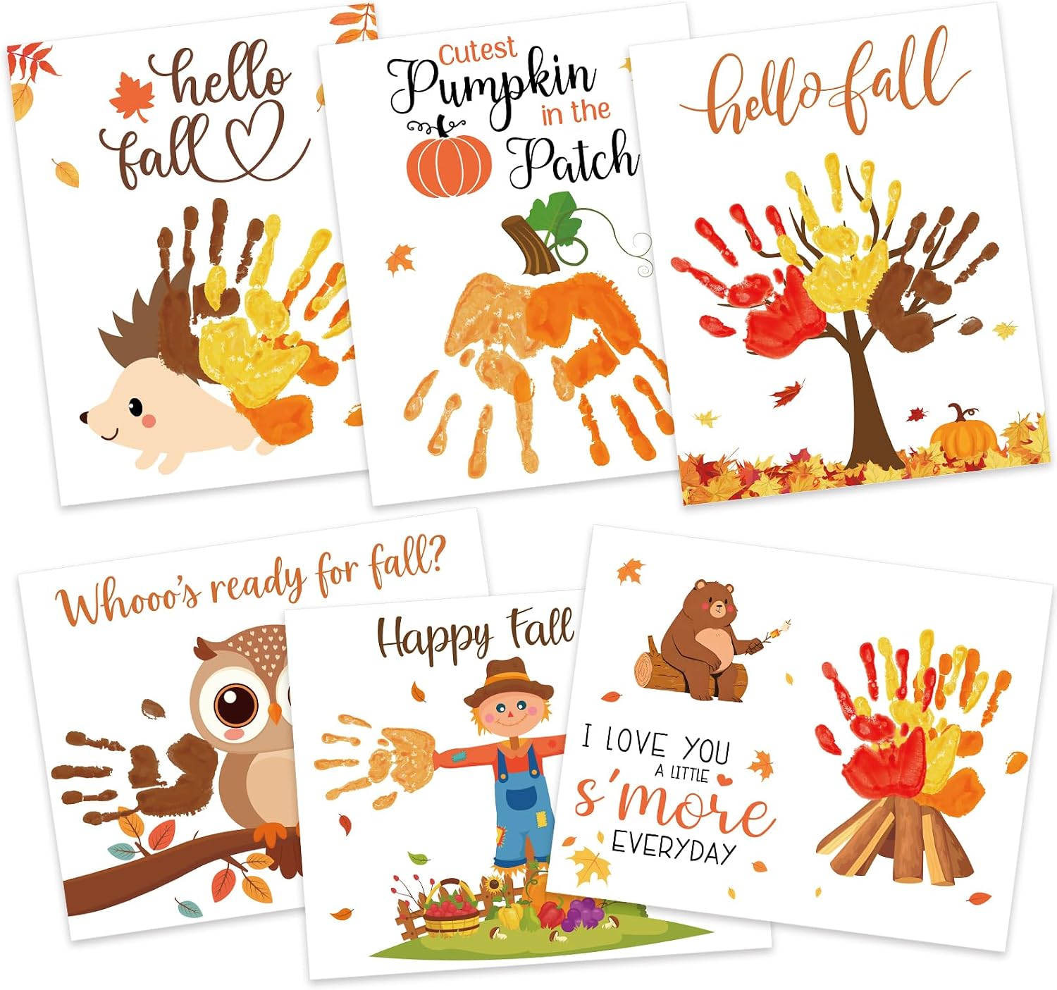 12Pcs Handprint Crafts for Kids Fall Autumn Classroom Activities