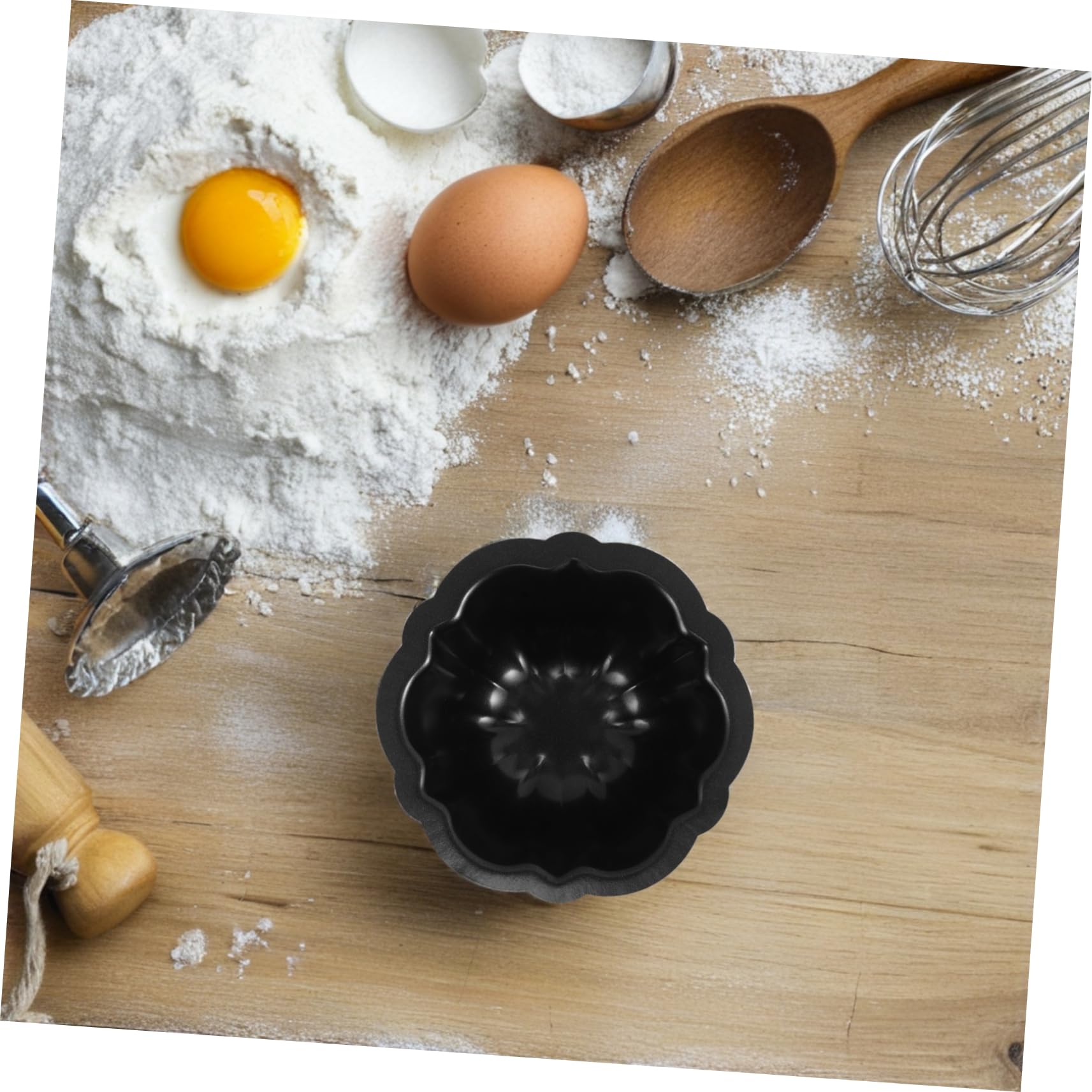 SOIMISS Molde para Hornear Pasteles Pequeños Antiadherente 10 Piezas Negro | Formas Corazón, Redonda y Cuadrada, Patrones de Dibujos, Acero al Carbono Recubrimiento