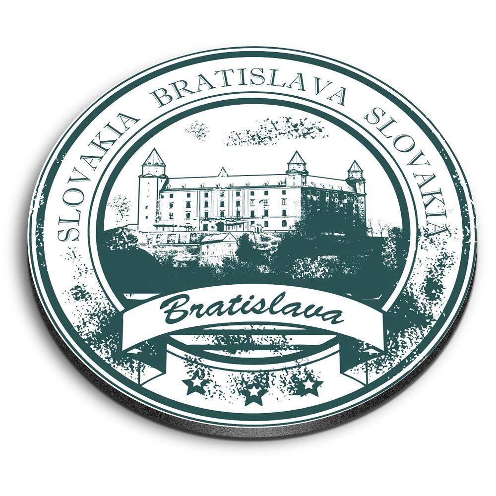 Destination Vinyl Ltd Multicolor 1 X Round Mdf Magnet - Bratislava Slovakia Travel Stamp 7097