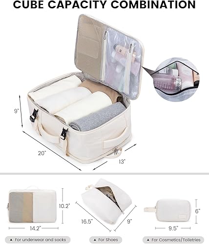 Miniatura 4 de LOVEVOOK Mochila de viaje para mujer, mochilas de transporte, bolsa de viaje para artículos personales, Beige, Contemporáneo