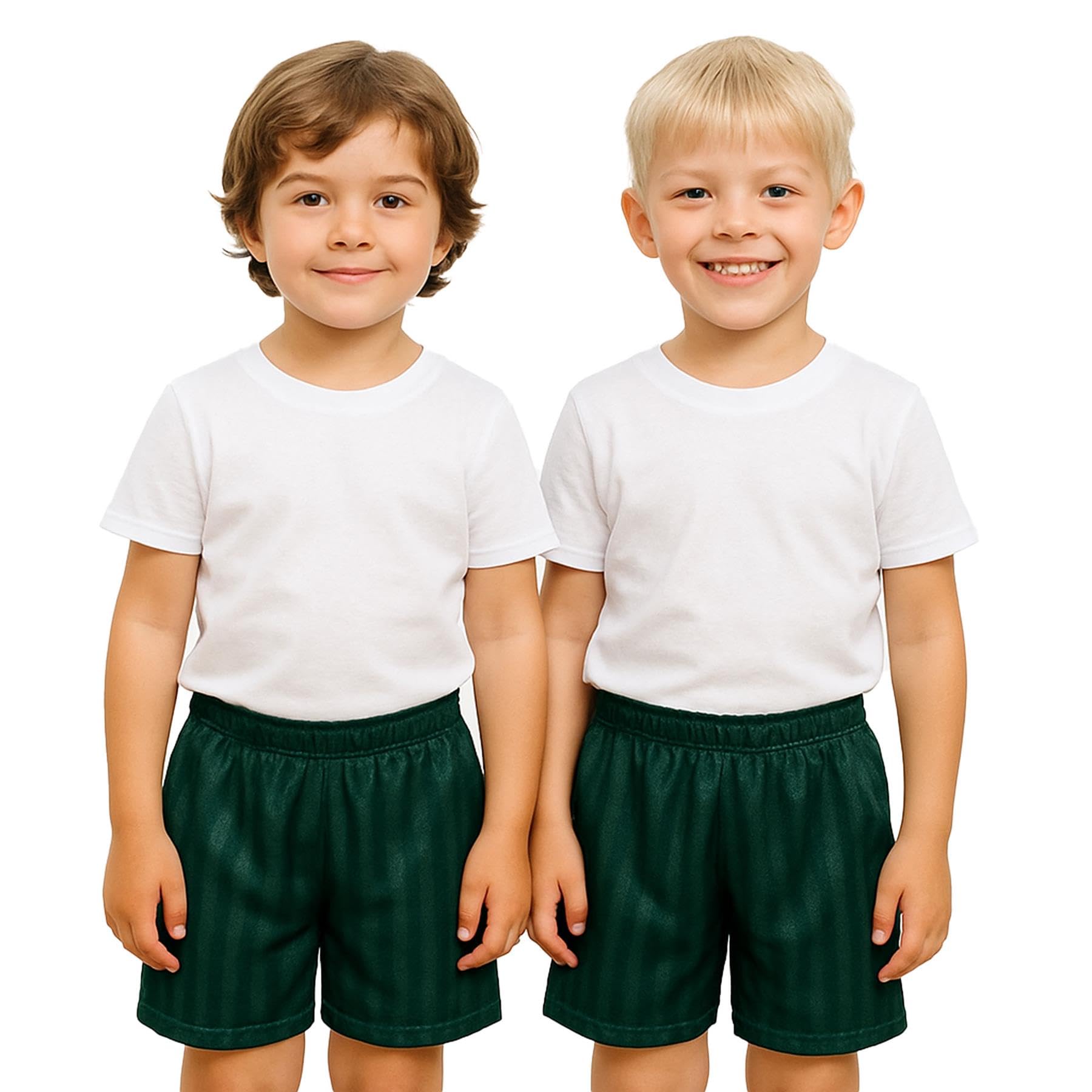 A2Z 4 Kids Shadow Stripe PE Shorts Pack of 2 Football Gym Sportswear Green