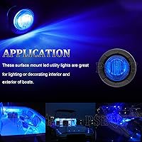 Vista 3 de PSEQT 3 luces LED redondas para cubierta interior, travesaño de cortesía, luz de utilidad para escalones marinos, iluminación impermeable para Azul