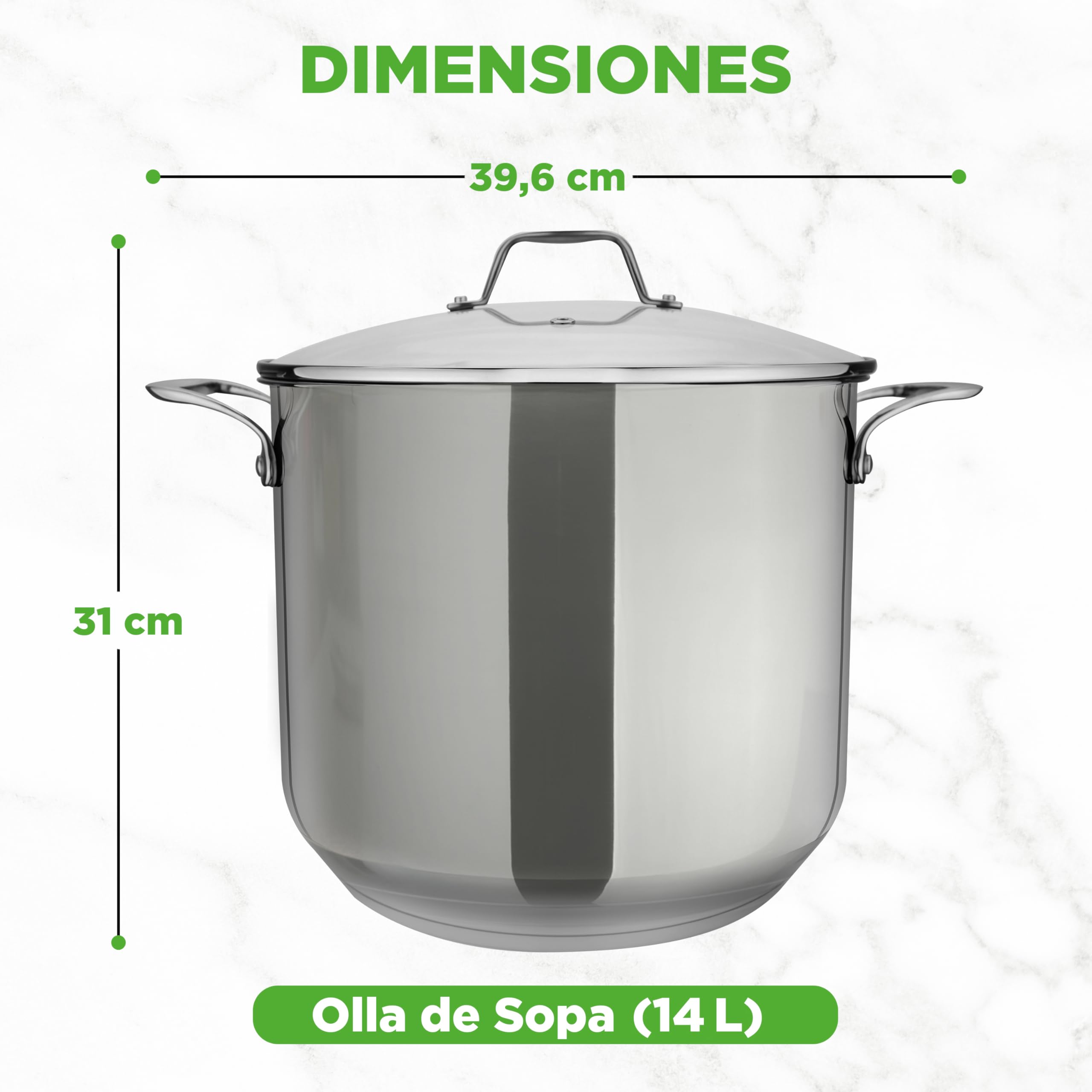 Nutrichef Olla induccion grande, 15 cuartos, Acero inoxidable 18/8, Induccion, Tapa, Caldo, Estofado