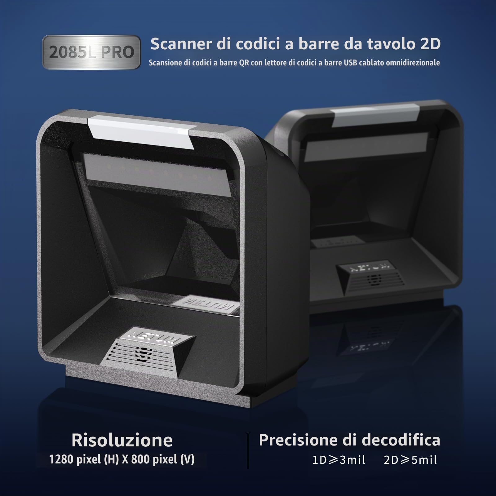 NETUM Scanner 2D Omnidirezionale per Codici a Barre, Dispositivo di Scansione USB con Cavo per Codici 1D/2D, QR e PDF417, Lettore Barcode Professionale con Sensore Megapixel per Supermercato e POS