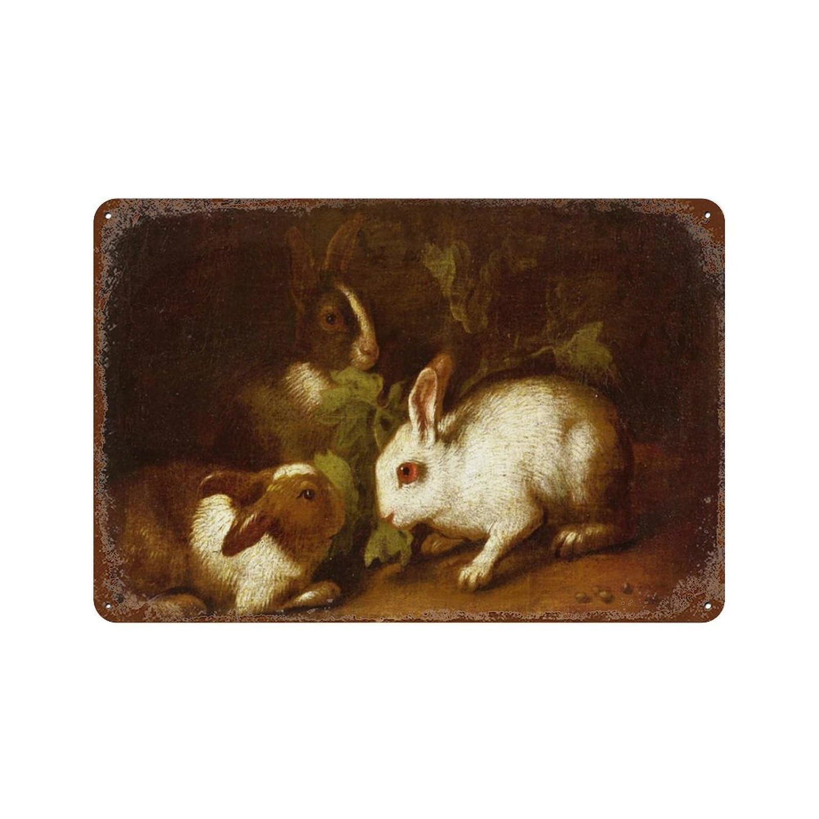 xiaoxiaoshen Bunny Rabbit, Woodland Animal, Brown White Rabbit, Nursery Wall Decor Art Metal Tin Poster Modern Home Decor Art Home Bar Shop Decorations Vintage Sign 20x30cm