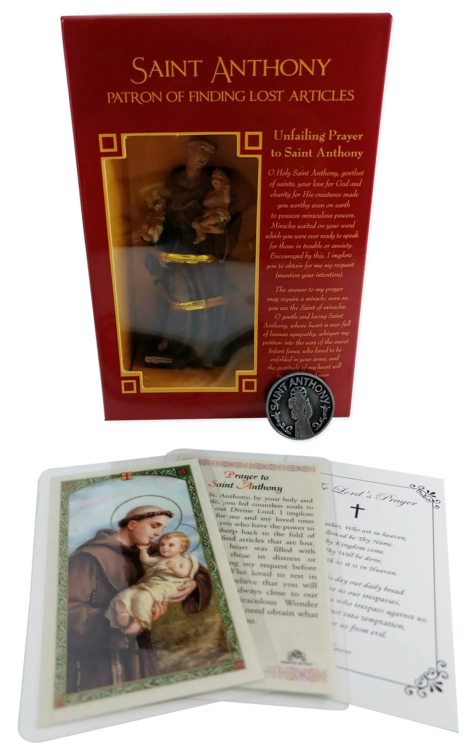 Buy St Anthony of Padua Statue Figurine (4 Inch), Laminated Prayer Card, Saint Anthony Pocket