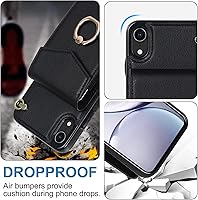 Vista 6 de Asuwish Funda de teléfono para iPhone XR 6.1 con protector de pantalla de vidrio templado y anillo de bloqueo RFID, tarjetero para celular iPhoneXR