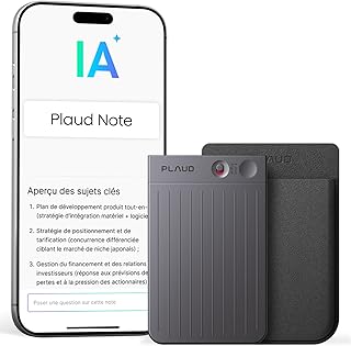 Plaud Note Enregistreur Vocal IA avec Étui Dictaphone Enregistreur Vocal Numérique Contrôle par App Transcription et Résumé IA Prise en Charge de 112 Langues Conçu pour Conférences Réunions Appels