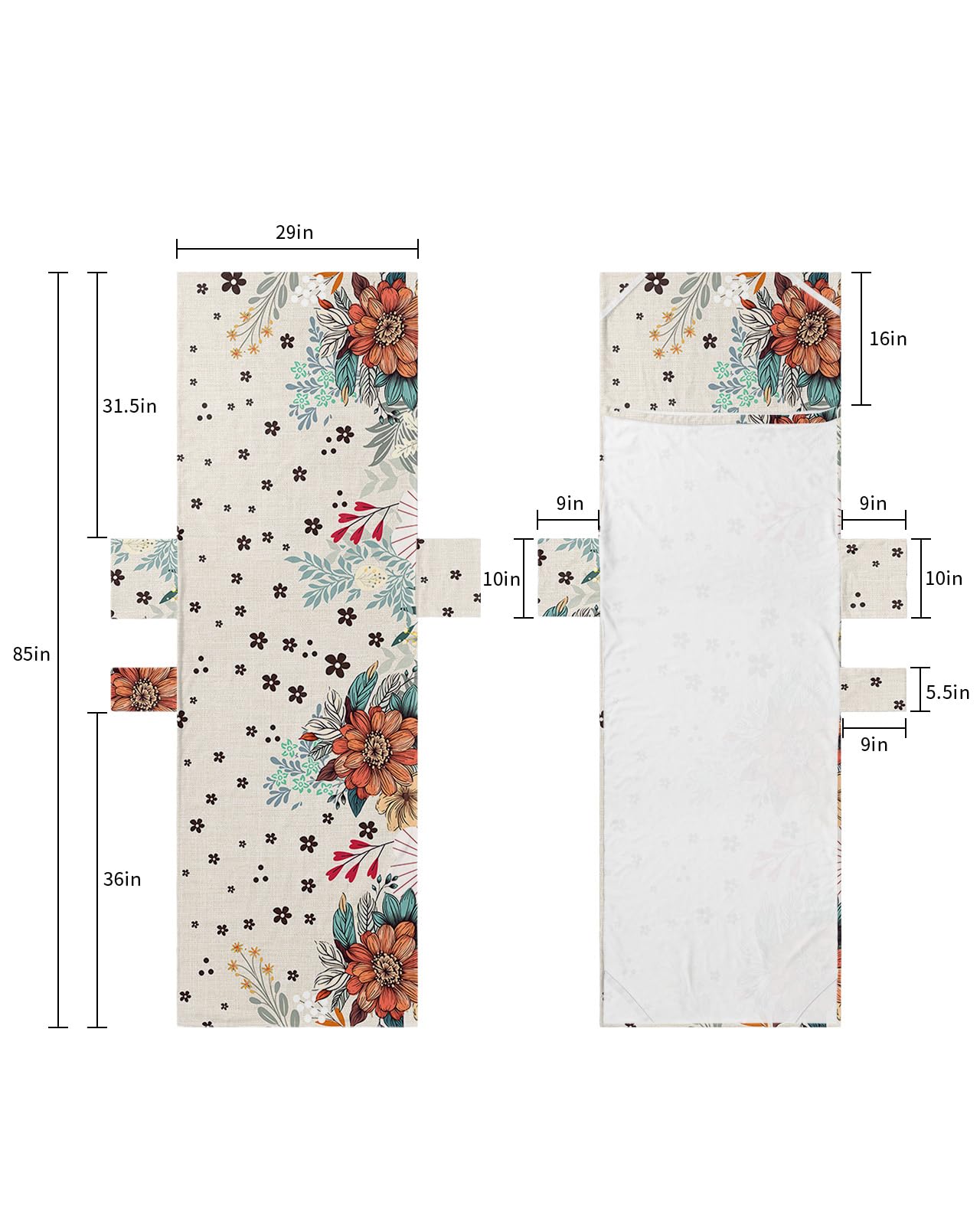 Spring Floral Beach Lounge Chair Towel Cover, Soft Chaise Lounge Towel with Side Pockets Patio Pool Chairs Cover for Beach/Pool Sunbathing 29x85 Boho Ethnic Summer Botanical Flowers Rustic