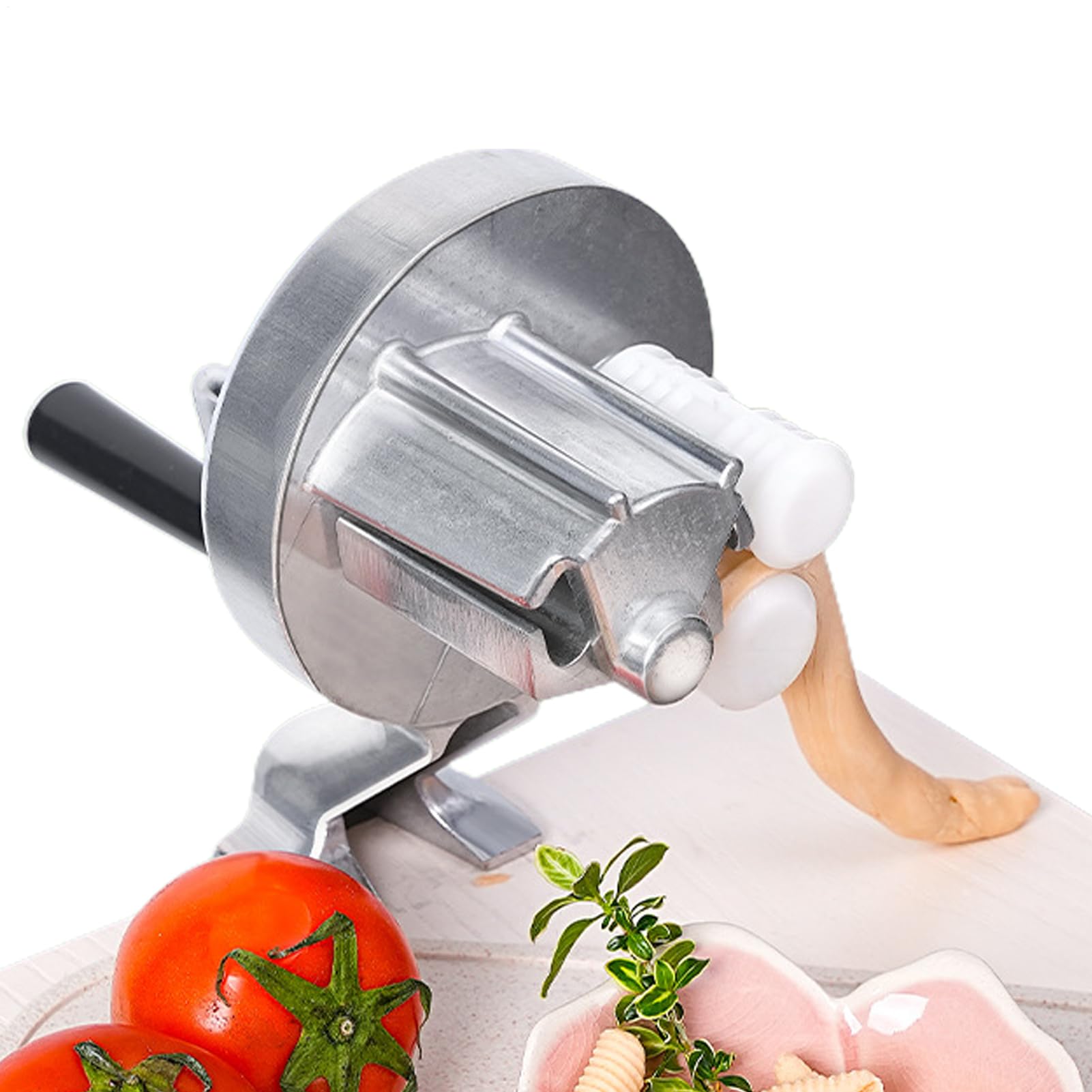 Prensa de fideos manual con manivela Cavatelli Maker Máquina de aleación de aluminio Macaroni Maker Manivela Prensa de pasta para pasta casera Como Fusilli