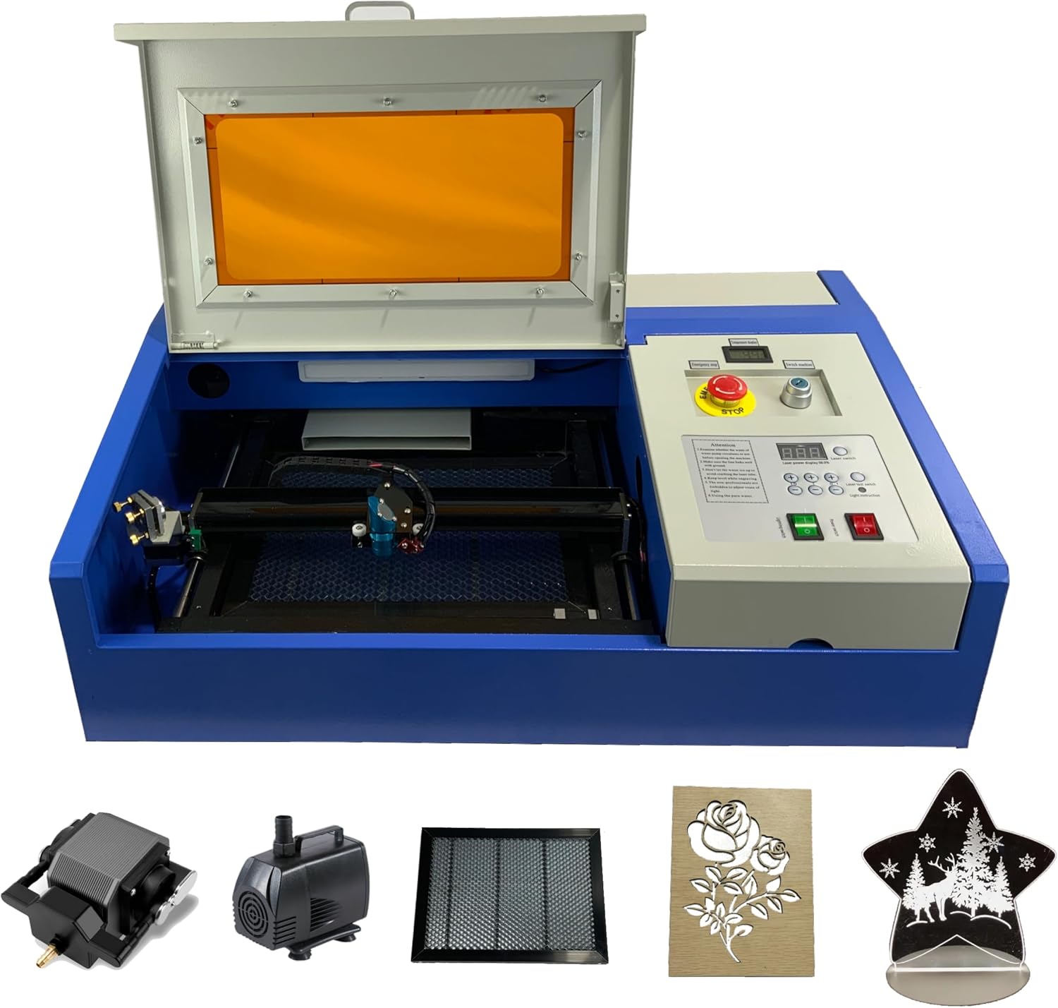 ANKZONE 40w Laser Engraver (8" X 12"),Cutting Wood,Acrylic,Decor& More. Desktop CO2 Laser Engraver & Cutter for Beginners with DIY Design,Air-Assisted, red Light Positioning.