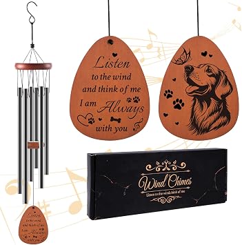 Pet Memorial Gifts for Dogs - Dog Memorial Gifts for Loss of Dog Mum Owner, Sympathy Wind Chimes for Outside, Pet Passing Away Bereavement Remembrance Present, Garden Patio Porch Yard Decor