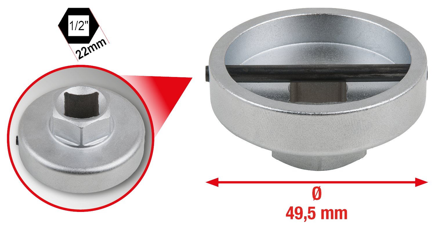 KS Tools 150.9259 1/2" Chiave per filtro olio,ap. 49,5 mm