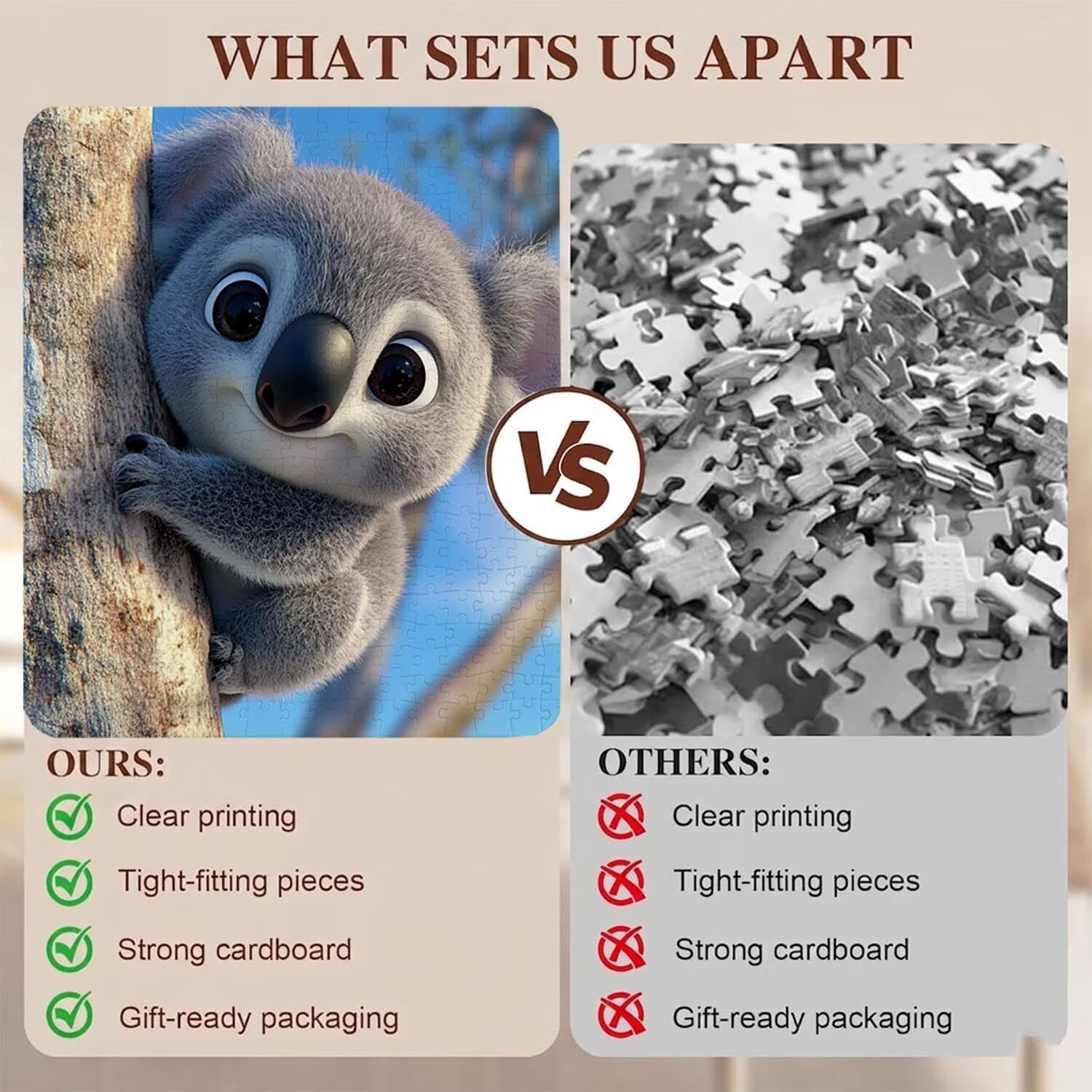 Puzzle 5000 Pezzi Classici, Puzzle koala Carino 156 x 105 cm, Gioco Educativo e Antistress in Legno con Poster Incluso, Ttività DIY per Famiglia, Regalo per Appassionati, Decor Parete Casa, f0-555