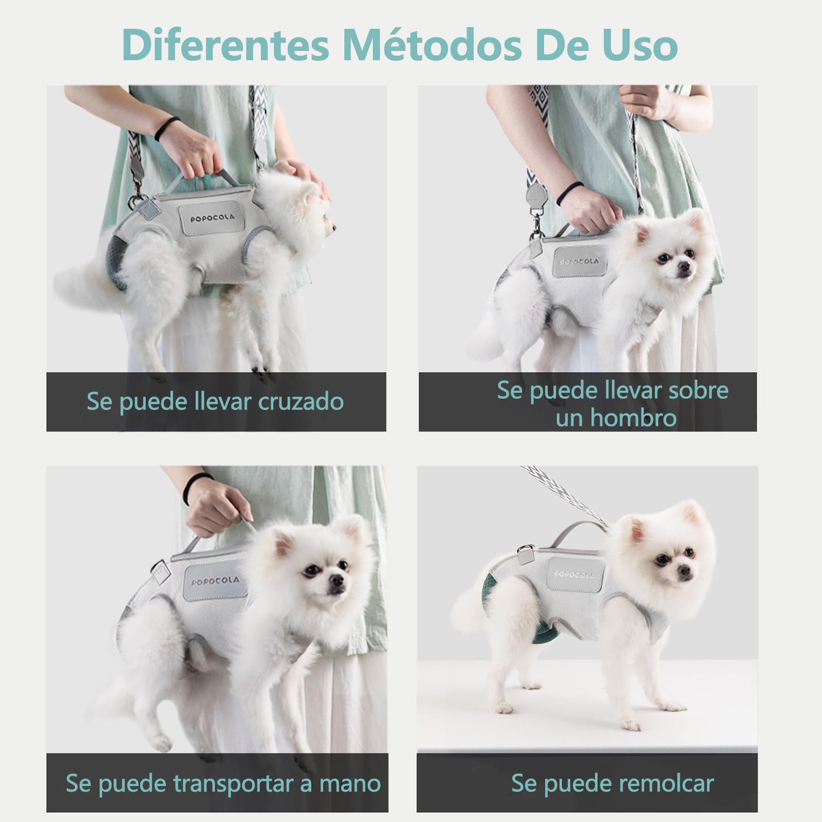 Galatée Bolsa De Viaje para Mascotas con Soporte para El Cuello, Fabricada En Piel De Microfibra y Lona, Diseño De Una Sola Pieza, Malla Transpirable (M)