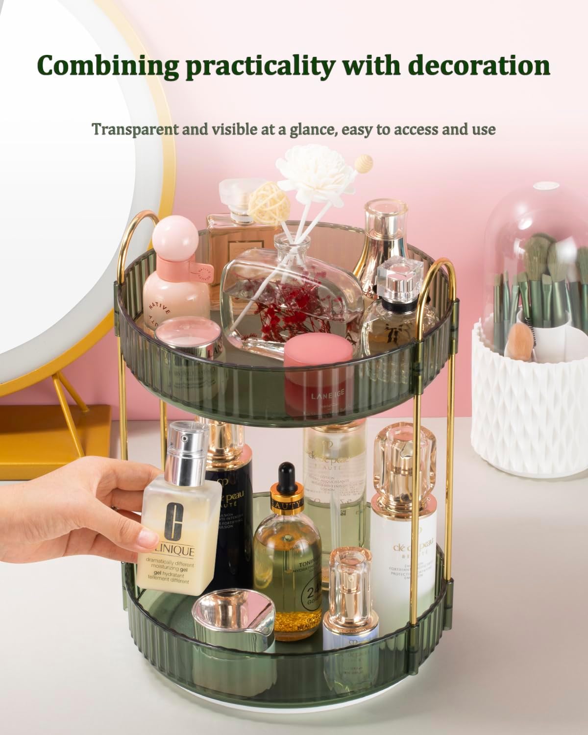 Argox 360 ° Rotary Makeup Organizer, Bathroom Counter Organizer,Skincare Care Organizer,Make up Organizers and Rotary Storage.