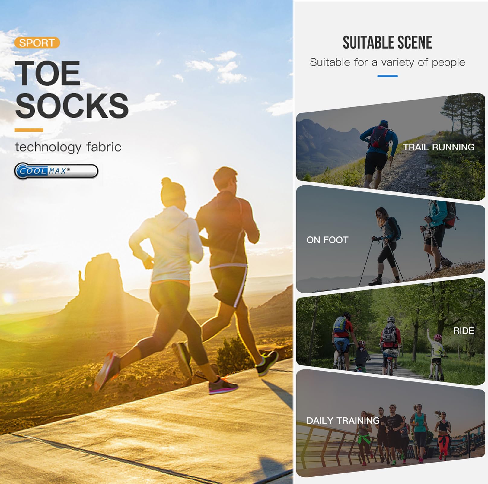 Zehensocken für Frauen Männer Coolmax Laufsocken 5 Fingersocken athletische Zehensocken 3 Paar