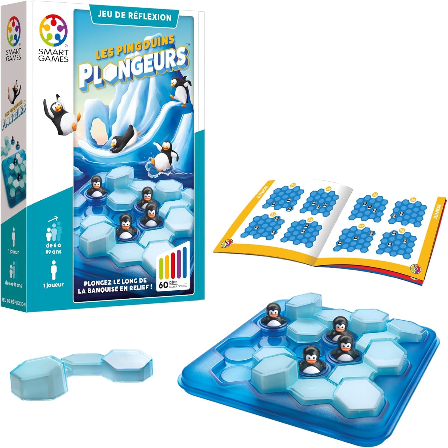 SmartGames - Les Pingouins Plongeurs - Remue-Méninges Éducatif - Jeu de logique et de Réflexion à Plusieurs Niveaux - 6 ans + - 1 joueur - 518495
