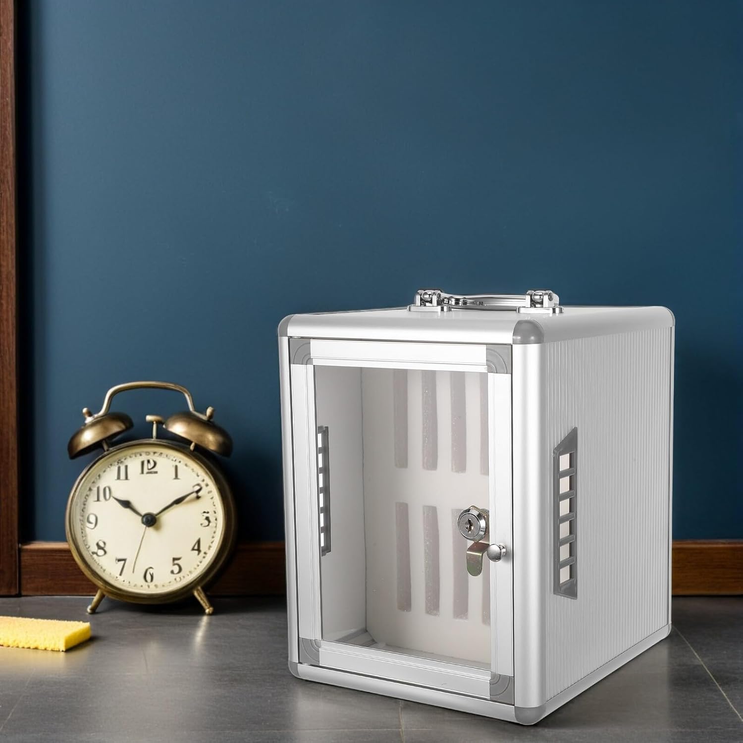 ARTIBETTER Cell Phone Locker Cabinet for Classroom and Office, 12-Slot Mobile Phone Storage Box with Dual-Side Ventilation Holes, High-Grade Metallic Lockbox for Meetings and Schools