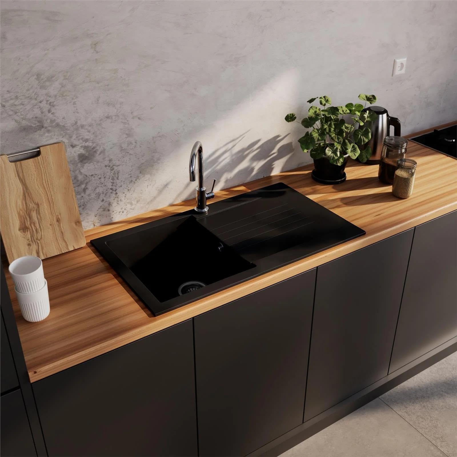 LD860BL Fregadero Negro 1 Seno con Escurridor Composite BIO