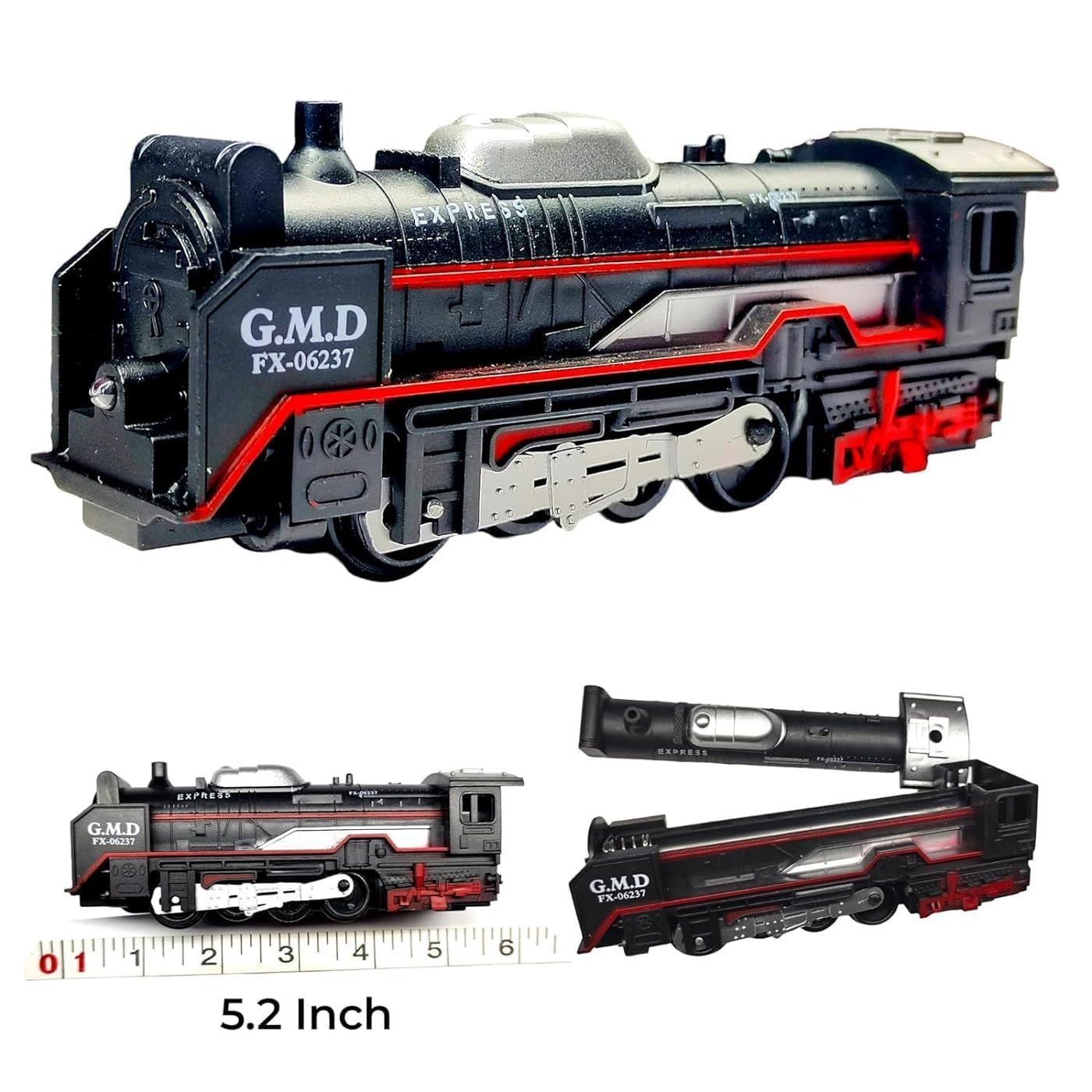 Braintastic Battery Operated Toy Train Set with Engine Locomotive Passenger Coach Cargo Car Track Pieces Headlight Railway Play Set for Kids 13 Pieces 3