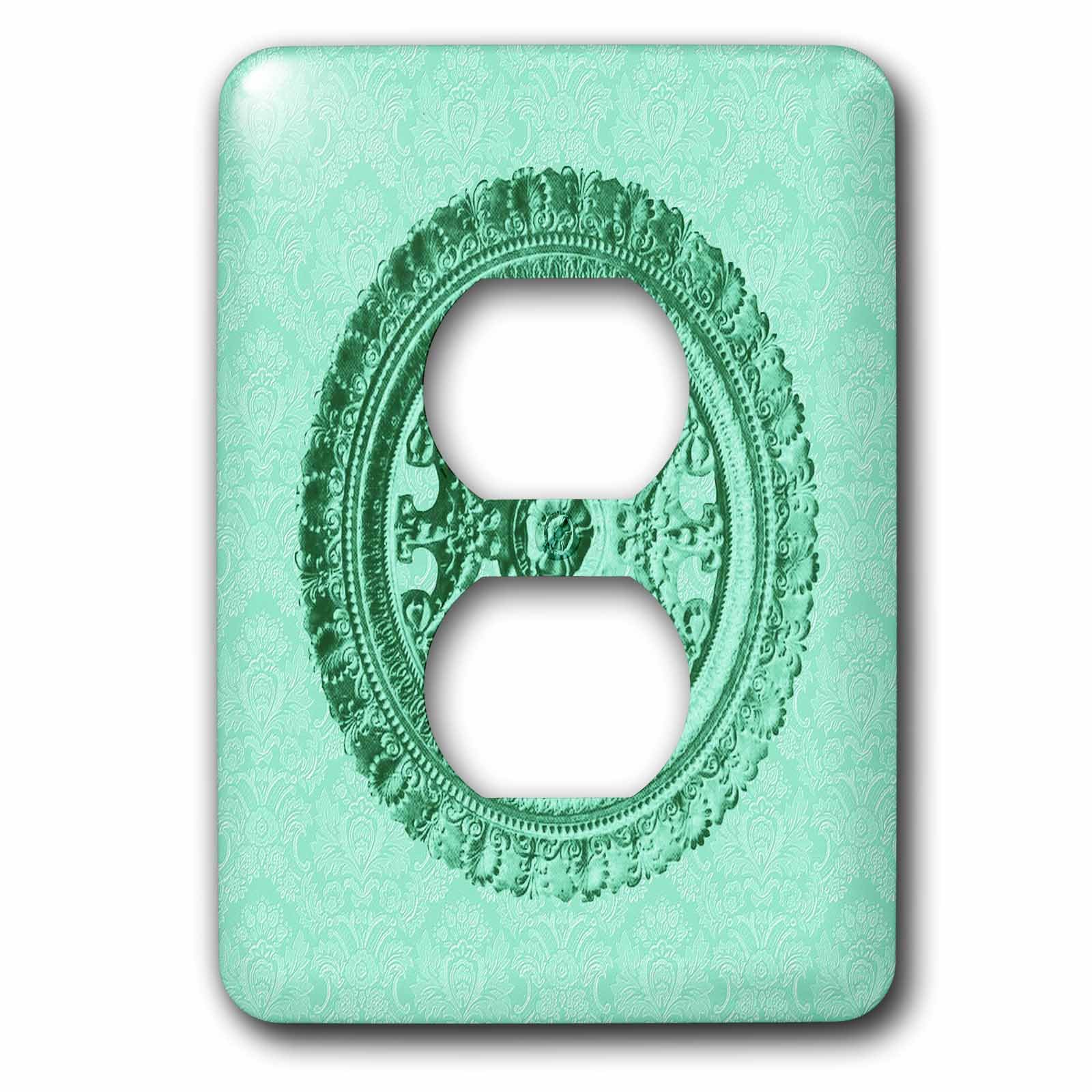 Cache pour 2 prises vert menthe pastel au style architectural d'époque 3dRose - 3