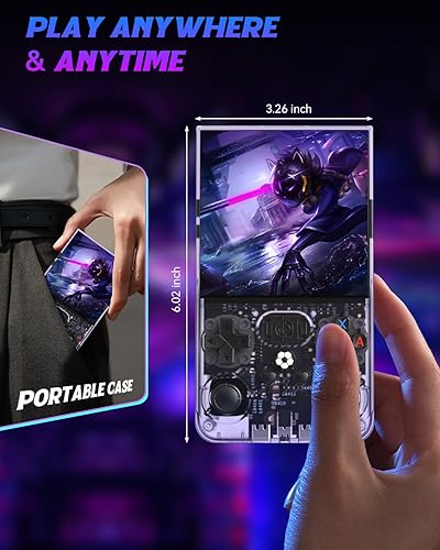 Miniatura 5 de R36MAX - Consola de juegos de mano retro, 64 GB de almacenamiento, pantalla IPS HD de 4.0 pulgadas, batería de 4000 mAh, gris, videojuegos clásicos