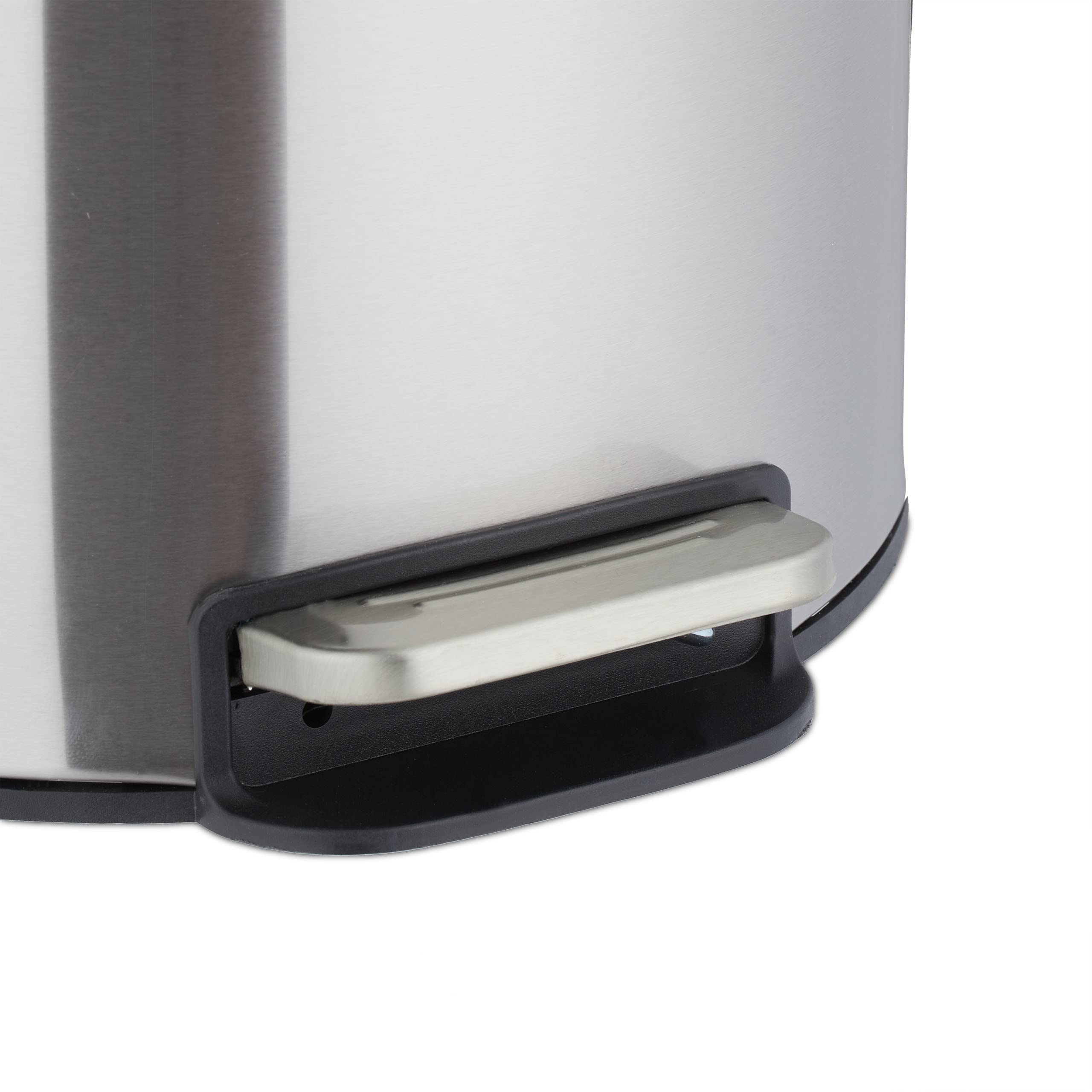 Relaxdays Cubo Basura 12 litros, Acero Inoxidable, Mecanismo Automático, Bote Interior Extraíble, Papelera Cocina, Plata