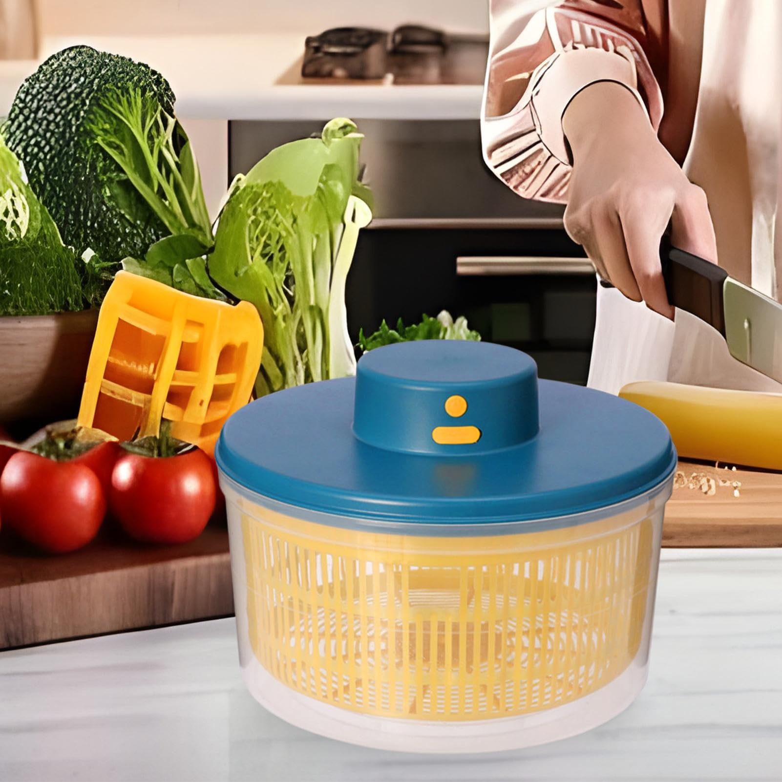 Mélangeur électrique à Drainage Rapide, séchoir à Salade et légumes | Séchoir à légumes d'une capacité de 3 L | Mélangeur électrique à Chargement USB sécurisé pour Un séchage Efficace