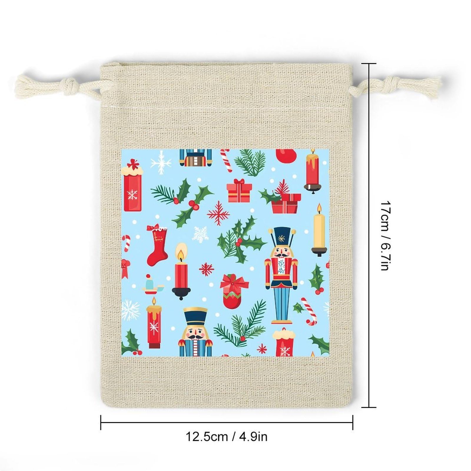 Christmas Decorations And Nutcrackers 8 Pack Small Gift Bags Cotton And Linen Drawstring Pockets Sachet Bag for Party Home Supplies