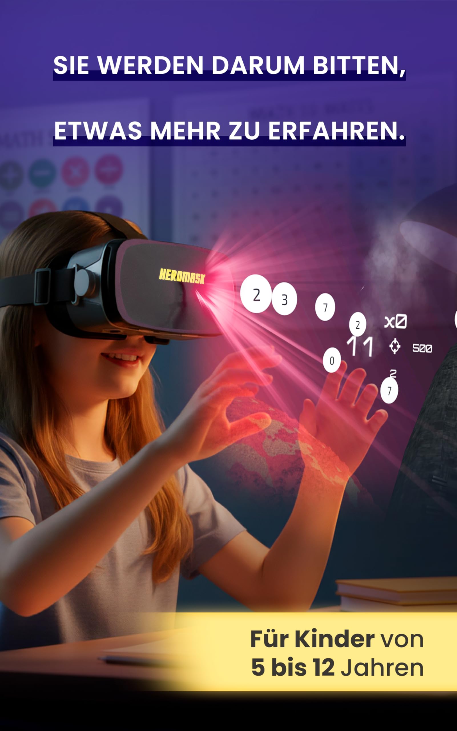 Heromask Sprachen + Mathematik Bundle – 2-in-1 VR Lernspiel | Sprachen & Rechnen Spielerisch Lernen | Originelles Geschenk für Kinder 5–12 Jahre, Kompatibel mit iOS & Android