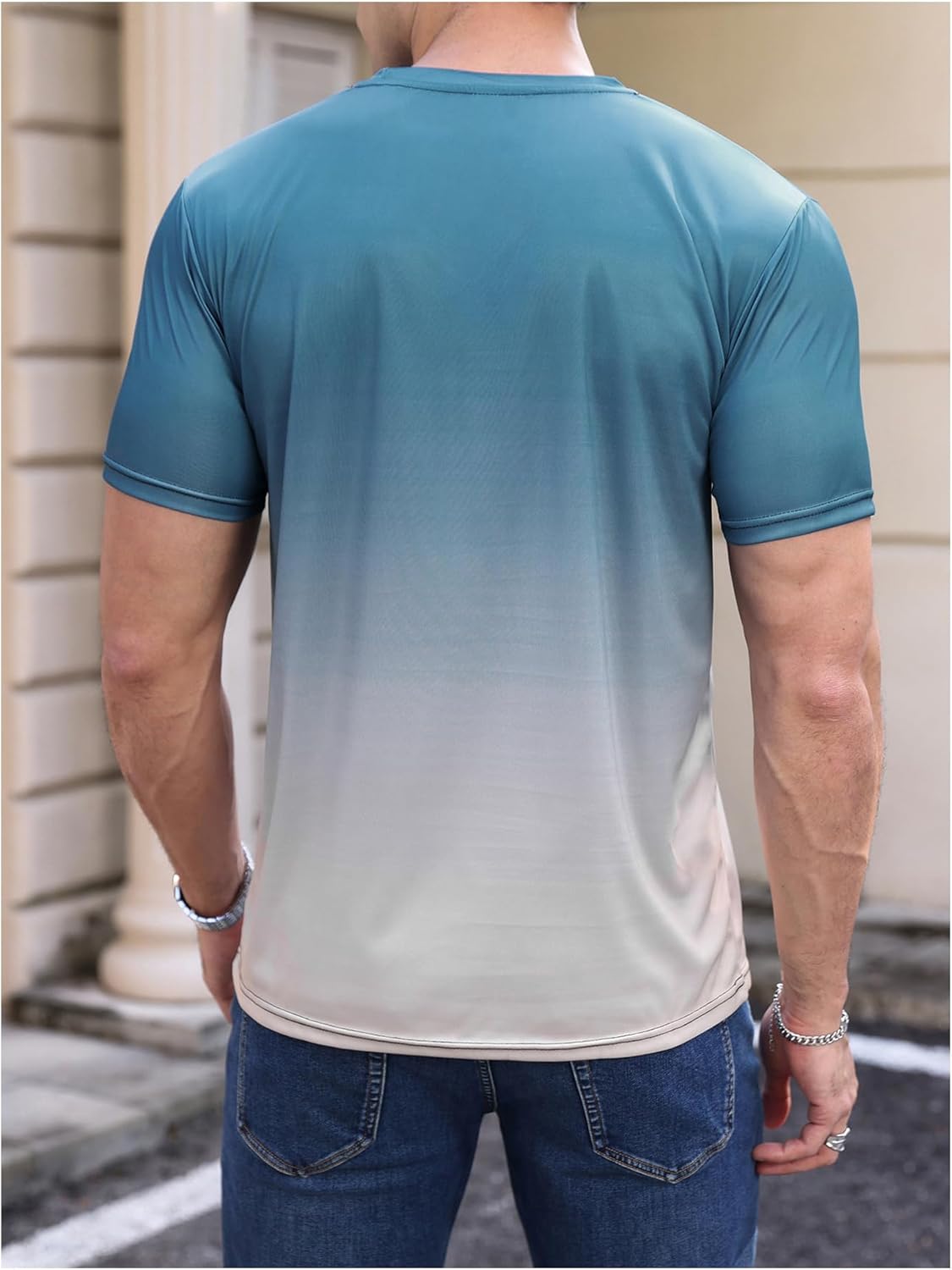 Men's Casual Regular Fit Striped Shirt Stylish Short Sleeve Crew Neck Summer Tee Shirts Going Out - Image 2
